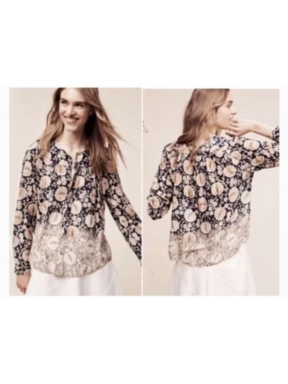 Maeve Anthropologie Ombre Button Up Shirt Womens Small Long Sleeve